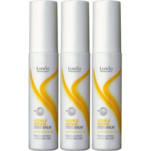 Londa Professional Visible Repair Balm - Zijde en Amandelolie - Repareert en Voorkomt Gespleten Haarpunten - Herstel en Glans voor Beschadigd Haar - 3 x 75 ml