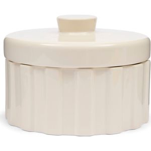 Riviera Maison Voorraadpotten met Deksel Wit - Clay Ribbed Pot Breed - Porselein - (ØxH) 23x16