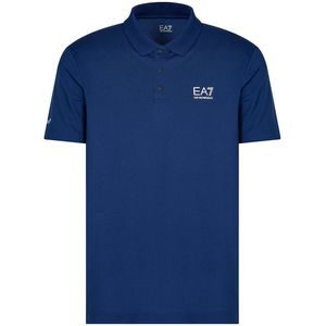 EA7voor mannen. 7M000168_AF13755 Tennis Pro blauw tweekleurig poloshirt (M), Casual, Polyester, Korte mouwen