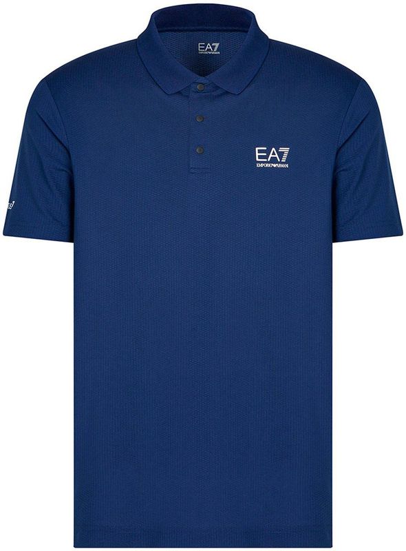 EA7voor mannen. 7M000168_AF13755 Tennis Pro blauw tweekleurig poloshirt (M), Casual, Polyester, Korte mouwen