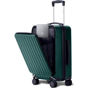 Originele handbagagekoffer voor in het vliegtuig | ABS-hardcase met laptopvak | Waterdicht | Dubbel TSA-slot en naamplaatje | 4 rollen | 54x36x23cm | 38L | Groente