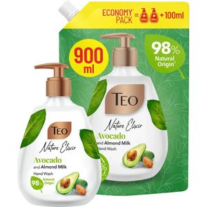 Natuurlijke set voor hand en lichaam creme zeep met Avocado en Amandelmelk - 400ml pus navul 900ml