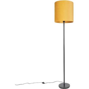 QAZQA Simplo - Moderne Vloerlamp - Staande Lamp met Kap - 1 Lichts - H 1840 Mm - Geel