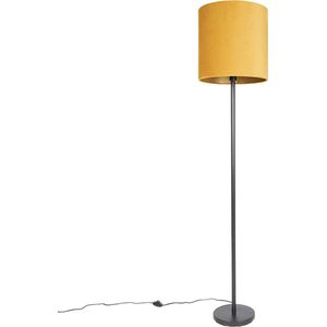 QAZQA Simplo - Moderne Vloerlamp - Staande Lamp met Kap - 1 Lichts - H 1840 Mm - Geel