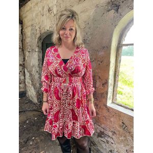 Hill Fashion - Jurk - Denise - Roze, Rood - Maat S