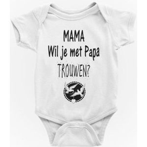 Passie voor stickers Baby rompertjes met tekst: Mama wil je met papa trouwen  50/56