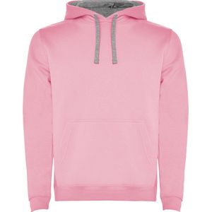 Licht roze / Heather grijs Unisex Hoodie met capuchon en koord Urban merk Roly maat XL
