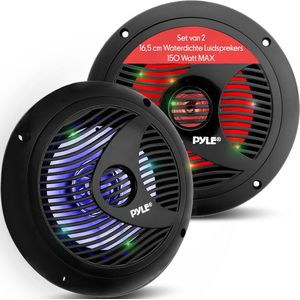 Pyle Marine Luidsprekers-150 Watt - Buitenluidsprekers - Waterdicht en Weerbestendig Speakers- Luidsprekers voor Boten- met Ingebouwde LED-Verlichting- 1 Paar - Zwart