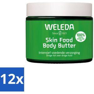 12 x WELEDA - Body Butter - Skin Food - Droge huid - 150 ml - Intensieve Voeding - Droge Huid - Body Butter - Natuurlijke Ingrediënten - Huidbarrière