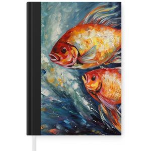 Notitieboek - Schrijfboek - Vissen - Water - Dieren - Kunst - Olieverf - Notitieboekje klein - A5 formaat - Schrijfblok