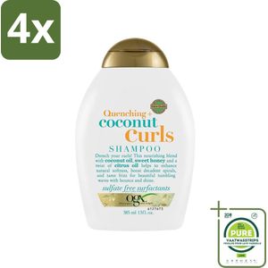 OGX - Coconut Curls - Shampoo - Krulverzorging - Hydraterend - 385 ml - Voordeelverpakking - 4 stuks - Krullen shampoo - Hydraterende shampoo