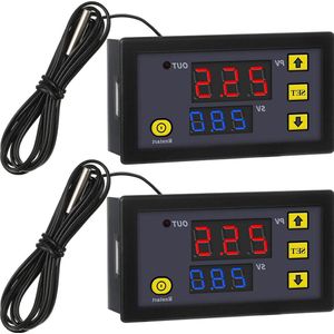 LCD-thermostaat temperatuurregelaar - Digitale DC 12V 20A besturingsschakelaar -50-110 graden Celsius - Temperatuursonde - Alarm hoge temperatuur - Koelkast transparant - 2 stuks .
