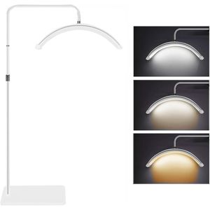 Arneo® Halve Maan LED Lamp - Beautysalon lamp - Lash Lamp - Beauty Lamp - Make Up Lamp - Salon Lamp - LED Licht - Stevig En Stabiel - LED Lamp - Inclusief Telefoon Houder - Wit