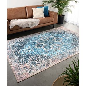 Vintage vloerkleed - Fade No.3 blauw/oranje 190x290 cm