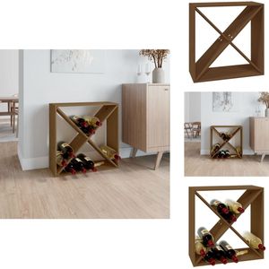 vidaXL Wijnrek Wijnkast - 62 x 25 x 62 cm - Massief grenenhout - Honingbruin - Wijnrek