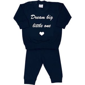 La Petite Couronne Pyjama 2-Delig ""Dream big little one"" Unisex Katoen Zwart/wit Maat 56/62
