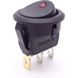 Wipschakelaar 12V Rond - Rood LED indicator - Auto/Boot/Camper per stuk
