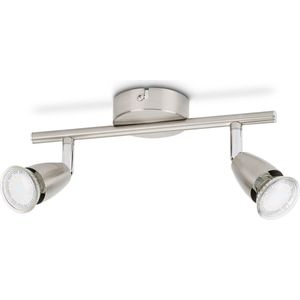 Prolight Plafondlamp - Opbouwspot - 2 Lichtpunten - Warm Wit Licht - 2 x 3W - 250 Lumen - Zilver