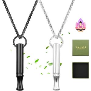 2 stuks rookontweningshulpmiddelen met fluitje - Halsketting voor heren en dames - Rookvrij - Meditatie geschenken - Roestvrij staal