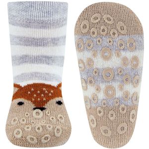 Antislipsokken Ewers Babymaat - Lila & Creme & Beige met Vosje - Nopjes Siliconen -16/17