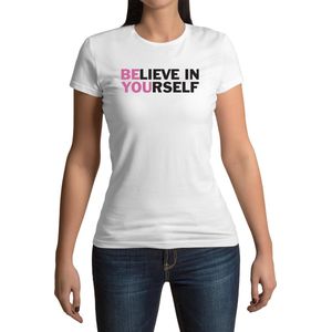 Believe in yourself T-shirt - Dames - Maat XL - Wit