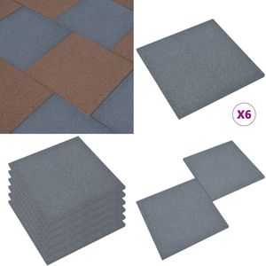 vidaXL Valtegels 6 st 50x50x3 cm rubber grijs - Valmat - Valmatten - Rubberen Mat - Rubberen Vloertegel