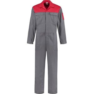 EM Workwear Overall 100% katoen 2-kleurig grijs-rood maat 52