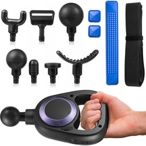 Gymtek® Massage Gun met Massagegordel - Massagepistool - Massagegun - 6 Massagekoppen - Warmtefunctie tot 60°C - Volledige Lichaamsmassage, Plagen en Rugmassage