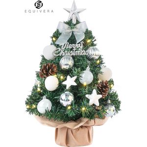 Equivera Mini Kerstboom met Verlichting - Mini Kerstboom met Decoratie - Mini Kerstboom - Mini Kerstboom met Lampjes - Kleine Kerstboom