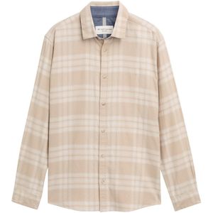 TOM TAILOR - Overhemd - Beige - Geruit - Lange Mouw