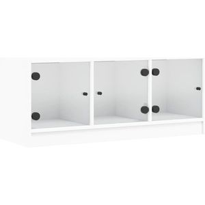 vidaXL - Tv-meubel - met - glazen - deuren - 102x37x42 - cm - wit
