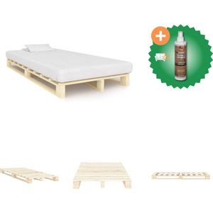 vidaXL Bedframe pallet massief grenenhout 120x200 cm - Bed - Inclusief Houtreiniger en verfrisser