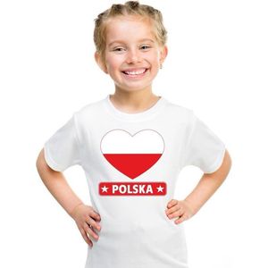 Polen hart vlag t-shirt wit jongens en meisjes 110/116