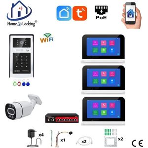 Smart WIFI deur intercom touchscreen met bediening via Smart Life APP werkt met Alexa en Google spraaksturing. T-2303-1-3+C