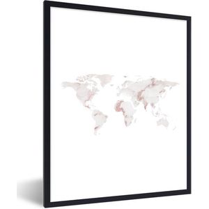 Fotolijst incl. Poster - Wereldkaart - Marmer - Wit - 60x80 cm - Posterlijst