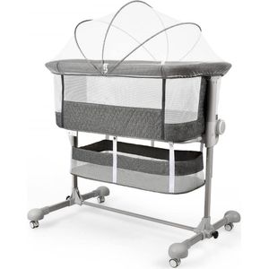 Nachtkastje voor aan het bed - Draagbaar reiswieg - Ademend net en matras - Verstelbaar bed - Donkergrijs - Co Sleeper