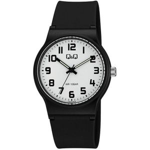 Q&Q VS50J009Y - Horloge - Sport - Analoog - Unisex - Plastic band - Rond - Cijfers - Kunststof - Zwart - Wit - 10 ATM