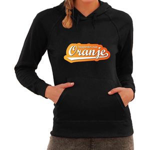 Zwarte fan hoodie voor dames - supporter van oranje - Holland / Nederland supporter - EK/ WK hooded sweater / outfit L