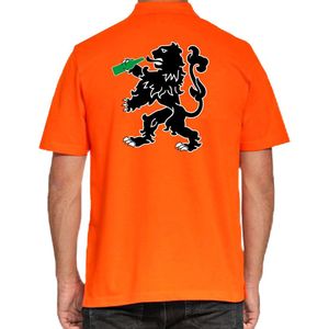 Grote maten Koningsdag polo shirt drinkende leeuw - oranje - heren - Koningsdag outfit / kleding XXXL