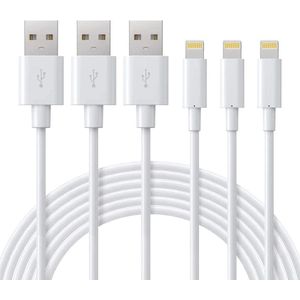 3 Pack - 1 Meter Geschikt voor: Lightning kabel naar USB 2.0 A Male oplaadkabel Geschikt voor: Apple iPhone iPod Airpods & iPad - Wit