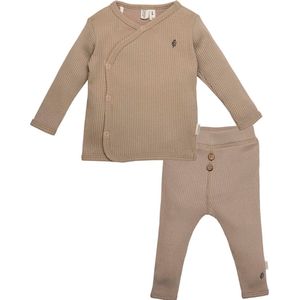 B.E.S.S. unisex kledingset baby: Overslag Shirt en Broek Sand maat 56