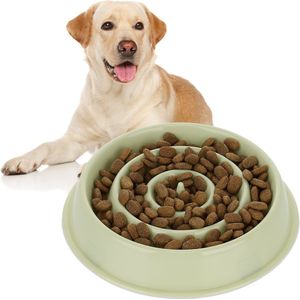 Relaxdays anti schrokbak hond - 400 ml - voerbak tegen schrokken - hondenvoerbak labrador - groen