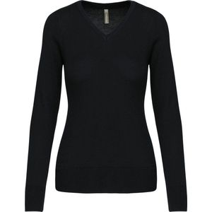 Pullover/Cardigan Dames XXL Kariban V-hals Lange mouw Black 50% Katoen, 50% Acryl