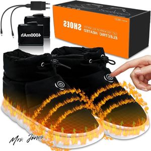 Mrs. Jones Verwarmde schoenen voor dames en heren - elektrische voetenwarmers 37 V 4000 mAh batterij met EU-adapter 3 warmtestanden voor winter. .