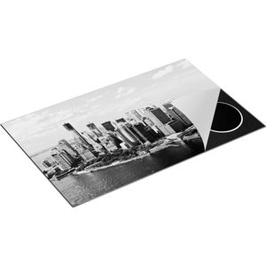 Chefcare Inductie Beschermer New York Als een Eiland vanuit de Lucht - Zwart Wit - 85x55 cm - Afdekplaat Inductie - Kookplaat Beschermer - Inductie Mat