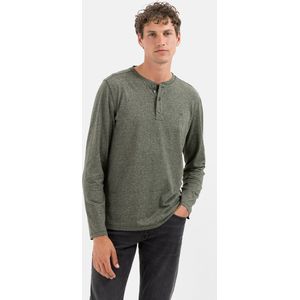 camel active Henley shirt met lange mouwen in duurzaam katoenmix - Maat menswear-M - Groen