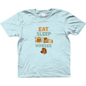 tshirt - eat, sleep, horses - blue L 140 - 152
