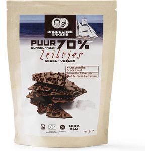 Chocolatemakers - Chocozeiltjes 70% Puur + cacaonibs & zeezout - 8 zakjes van 100 gram