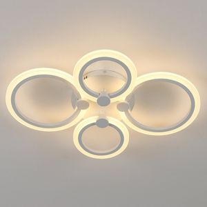 Delaveek-4 Ring Dimbare Modern LED Plafondlamp - Geheugen Licht met timer -Acryl & Ijzer - Wit