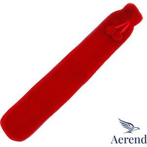 Aerend warmtekussen - Extra Lange kruik met hoes – Warmwaterkruik met Fleece Hoes – 2,5 Liter – Verlicht Nek, Schouder & Buikpijn – Rood